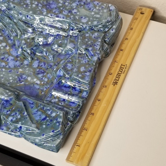 Holland Mold Pottery Large Ceramic Ashtray Mid Century- Modern Speckled Blues - Picture 14 of 15